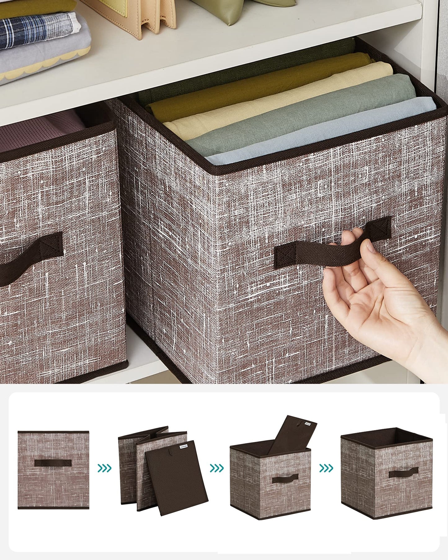 SONGMICS Storage Cubes, Set of 6, 11-Inch Foldable Closet Organizers