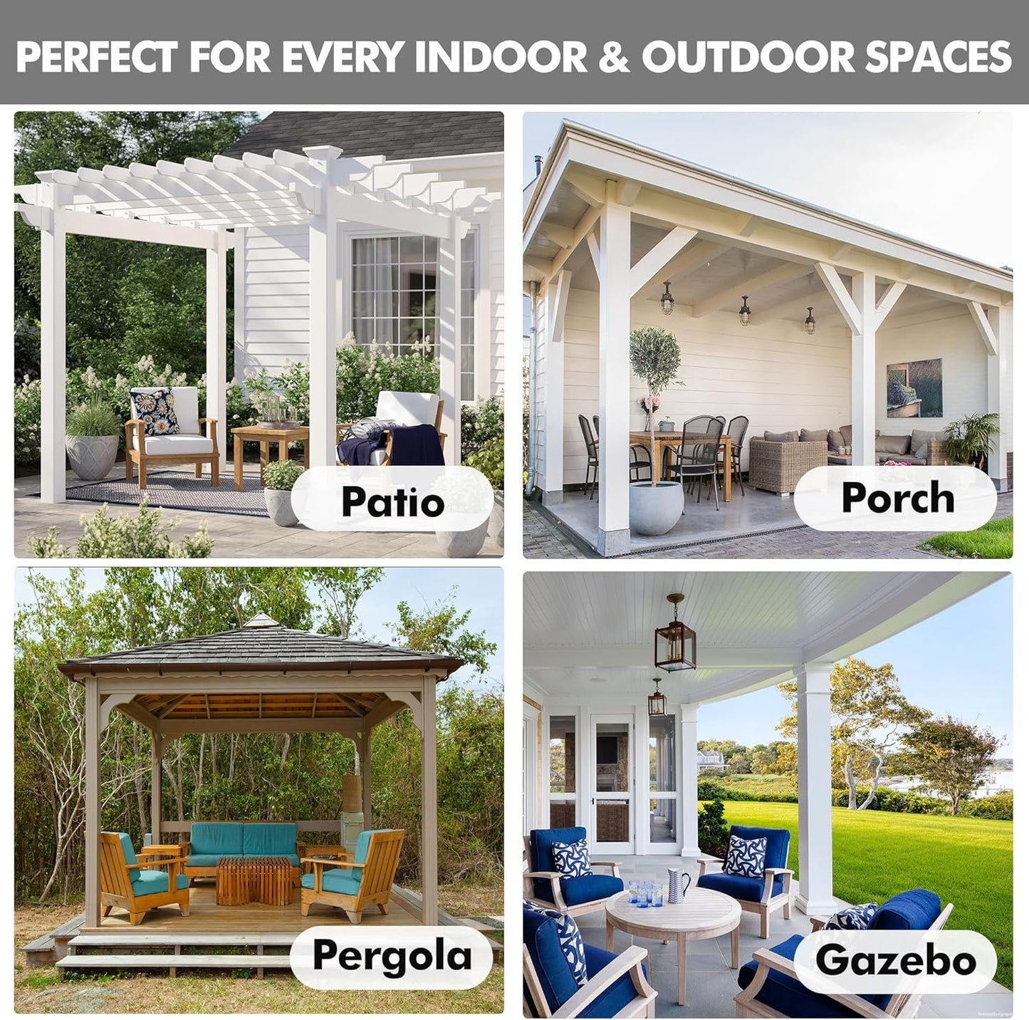 HolidayIdeas 6 Panels Linen Outdoor Curtains for Patio Waterproof Taupe Outside Curtains 54x84 Inch-Gazebo Curtains Weighted Weatherproof, Privacy for Pergola, Porch, Cabana, Deck, Sunroom, Backyard