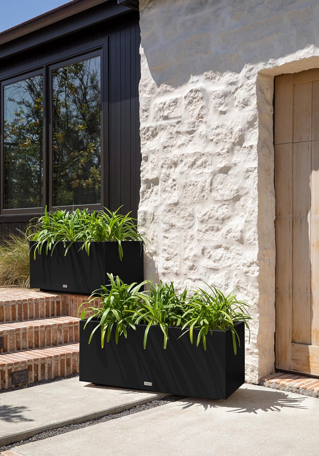 Veradek Block Series Long Box Planter - Large Rectangular Planter for Indoor or Outdoor Patio/Porch | Durable All-Weather Use with Drainage Holes | Modern Décor for Tall Plants, Flowers or Shrubs
