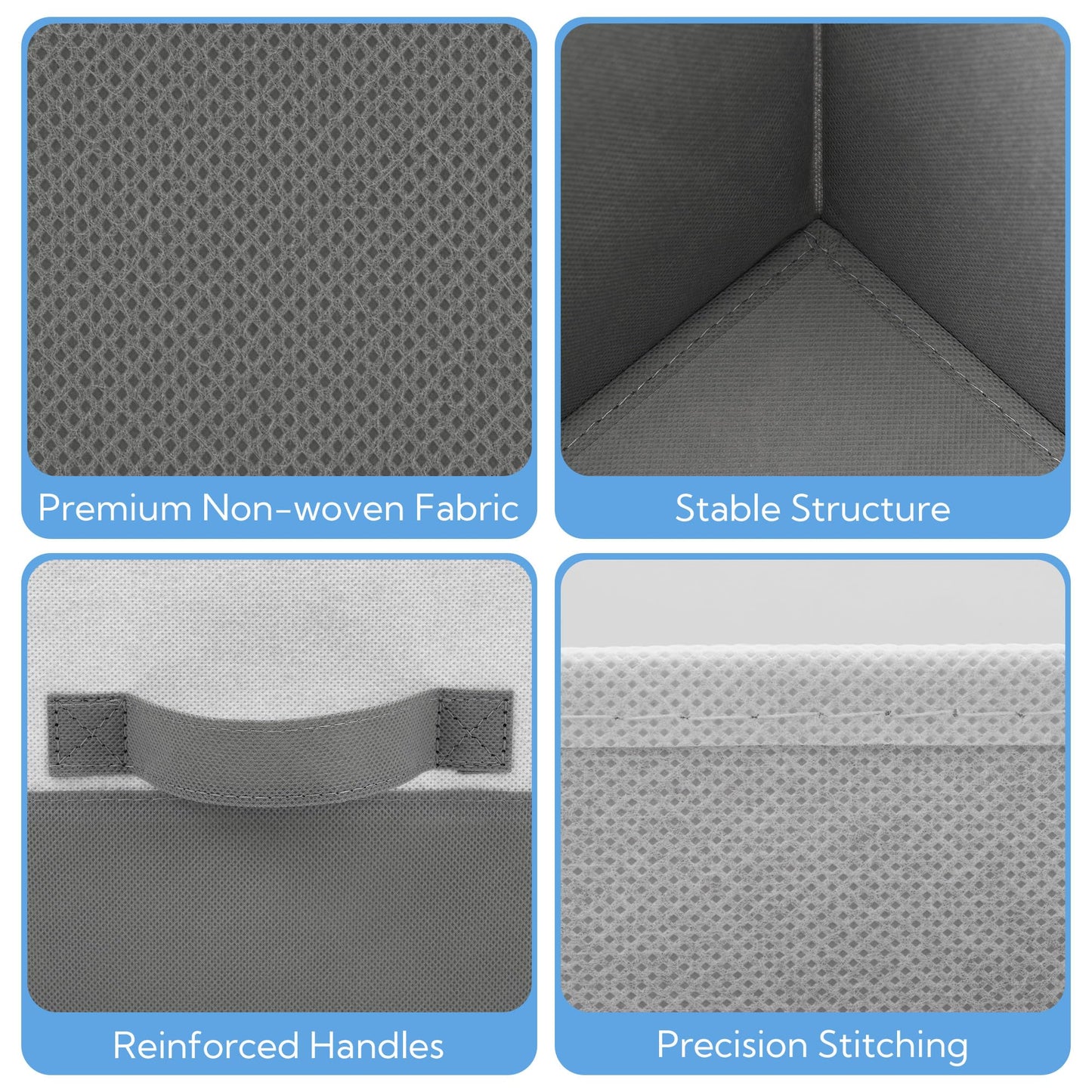 Cupic Cupid 6-Pack 11x11 Storage Cube, Fabric Storage Cubes, Gray and White