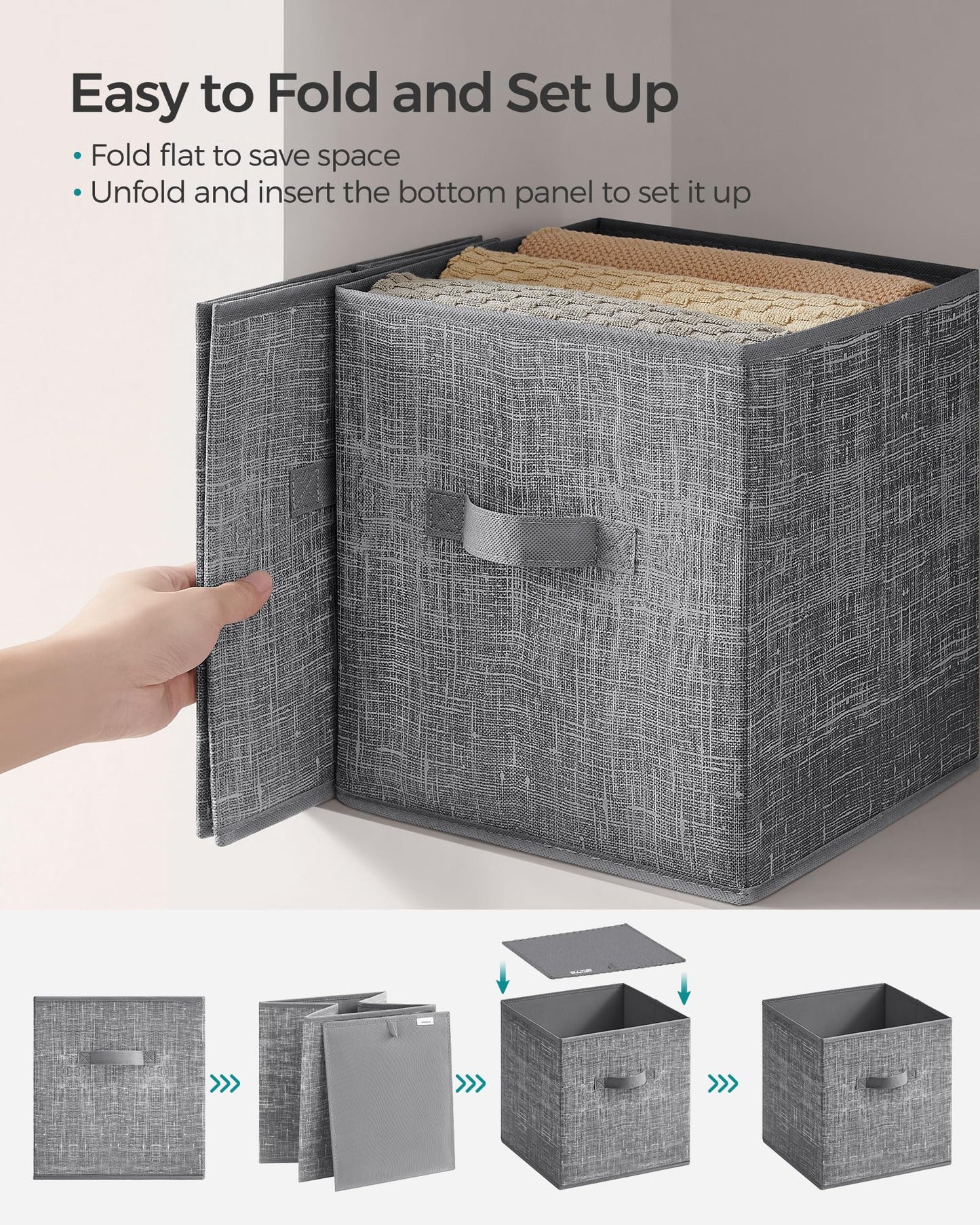 SONGMICS Storage Cubes, Set of 8, 11-Inch Foldable Closet Organizers