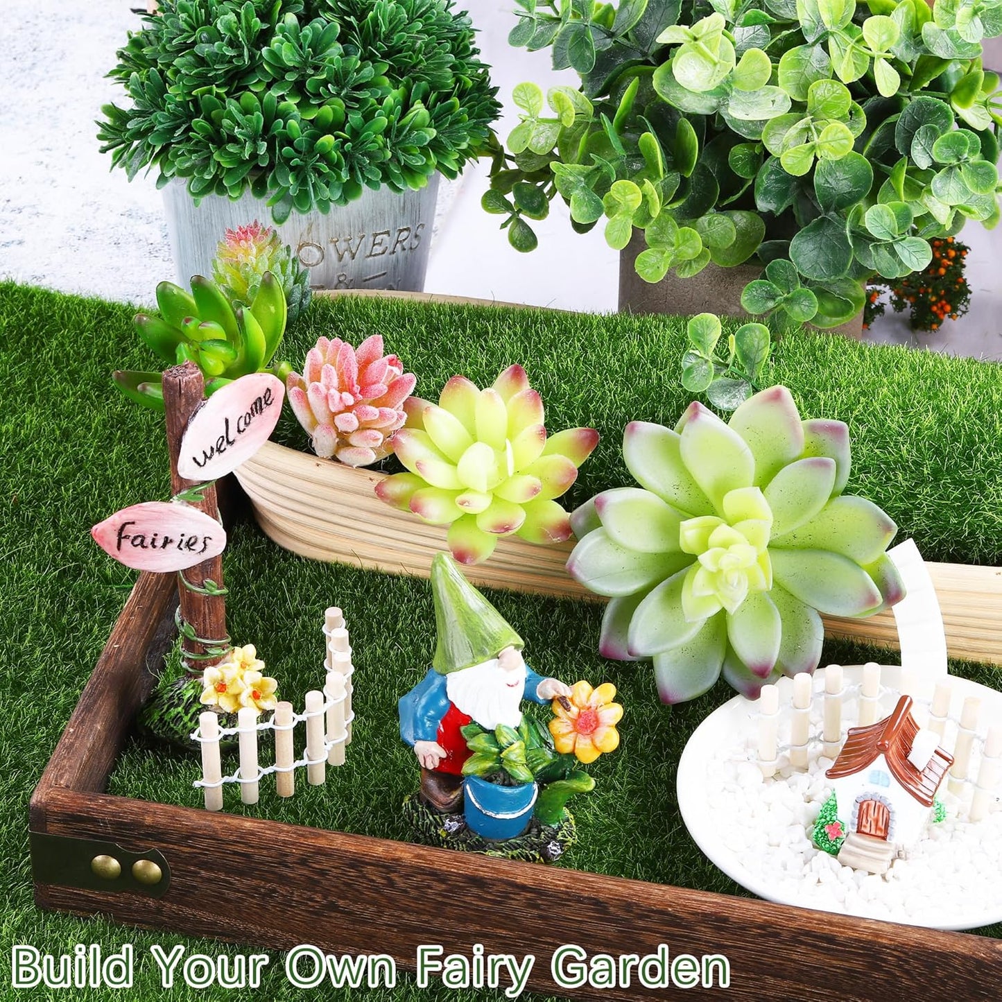 Elcoho 10 Pieces Fake Grass for Crafts Fairy Garden 6 x 6 Inches Artificial Garden Grass for Miniature Ornament Dollhouse DIY Decoration