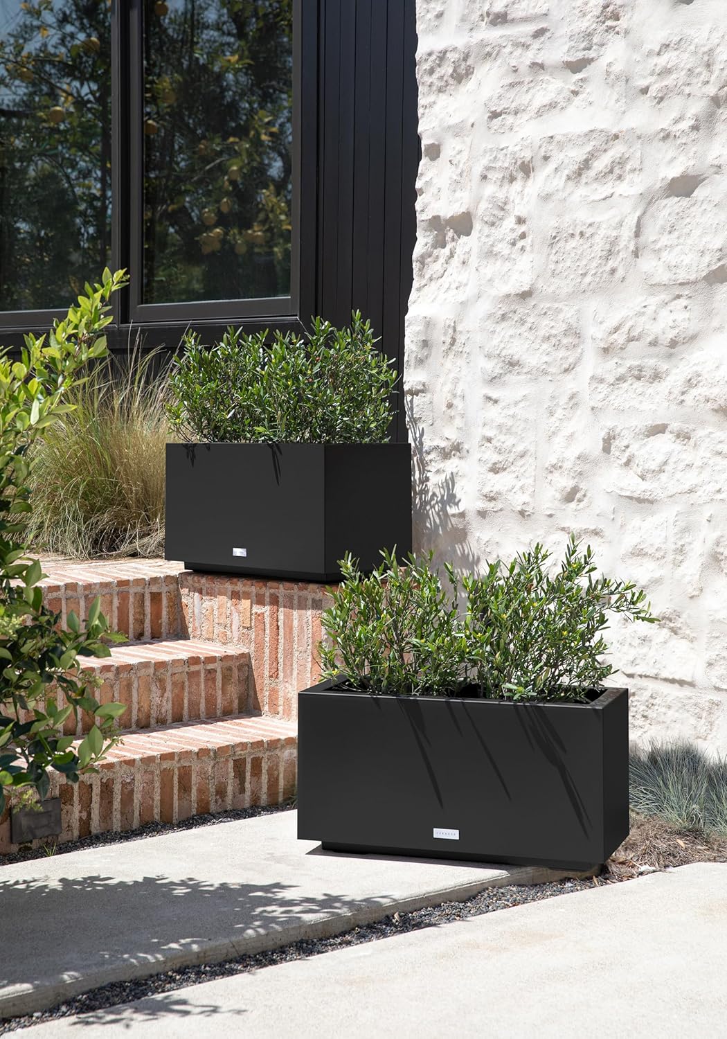 Veradek Block Series Long Box Planter - Large Rectangular Planter for Indoor or Outdoor Patio/Porch | Durable All-Weather Use with Drainage Holes | Modern Décor for Tall Plants, Flowers or Shrubs