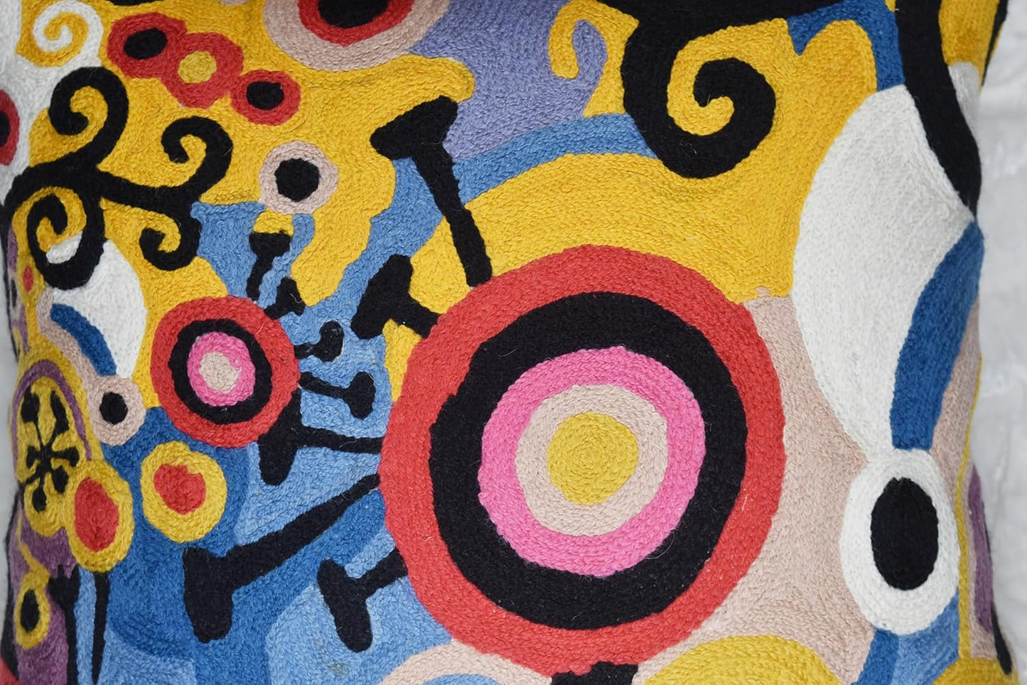 Kashmir Designs Yellow Tree of Life Decorative Pillow Cover Modern Couch Pillowcase Floral Chair Cushion Farmhouse Pillowsham Hand Embroidered Wool 18x18