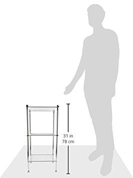 Organize It All 3 Tier Chrome Freestanding Bathroom Storage Shelf , 12.25 x 13 x 29.75 in