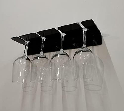 WANLIAN Wine Glass Holder (Pack of 2), Wall Mounted Acrylic Holder for Reception Party and Kitchen Tableware Storage (Black)