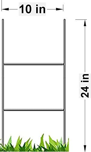 Yard Signs 10 Pack of Wire Stake x 24 Inch 9 Gauge Galvanized Double H-Frame 24 Tall, 10 Wide Sign Holder, Stake, Stand, stakes, Ship Same Day (Pkg10Stake24)
