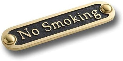 No Smoking Brass Door Sign. Traditional Style Home Décor Wall Plaque Handmade By The Metal Foundry UK.