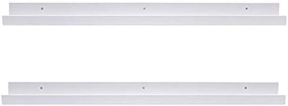 AZSKY 48 Inch White Picture Ledge Shelf Long Floating Shelves Set of 2 Wall Picture Shelf Pine Photo Frames Narrow Picture Ledge Mounting Hardware Included