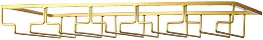 Wine Glass Rack - Under Cabinet Stemware Wine Glass Holder Glasses Storage Hanger 1 Pack Metal Organizer for Bar Kitchen 5 Rows Gold