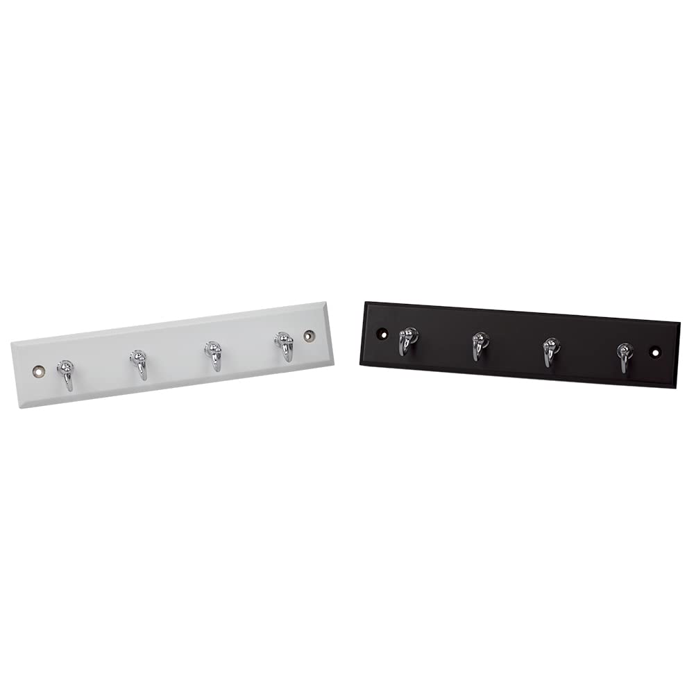 Wall-Mounted Key Hanger for Wall (White), by Home Basics | Includes 4 Key Hooks | MDF and Steel Key