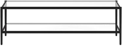 Henn&Hart 54" Wide Rectangular Coffee Table with Glass Shelf in Blackened Bronze, Modern coffee tables for living room, studio apartment essentials