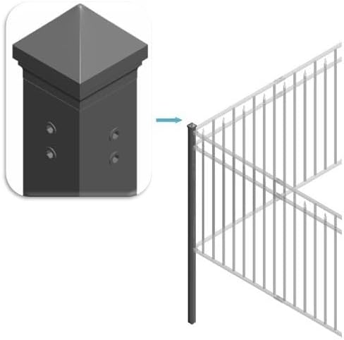 Corner Post for Yard, Garden, Outdoor Fencing – Steel, 2"x2"x78", Black, DIY pre-Drilled 90° Holes, Built-in Rivet Nuts, Soil Installation (1pc)