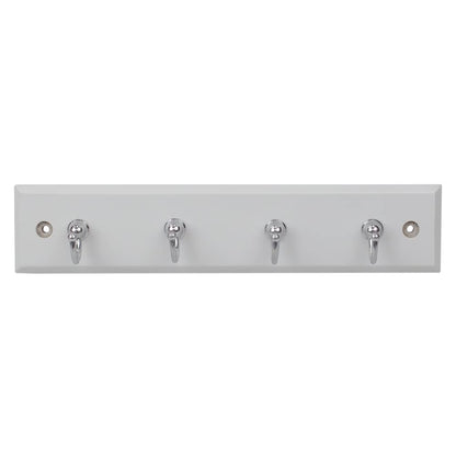 Wall-Mounted Key Hanger for Wall (White), by Home Basics | Includes 4 Key Hooks | MDF and Steel Key
