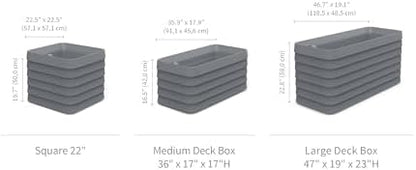 Crescent Garden TruDrop Self Watering Slat Medium Rectangular Planter Box for All-Weather - Outdoor Deck Box Planter for Flowers and Herbs, 36'' x 17'' x 17''H (Slate)