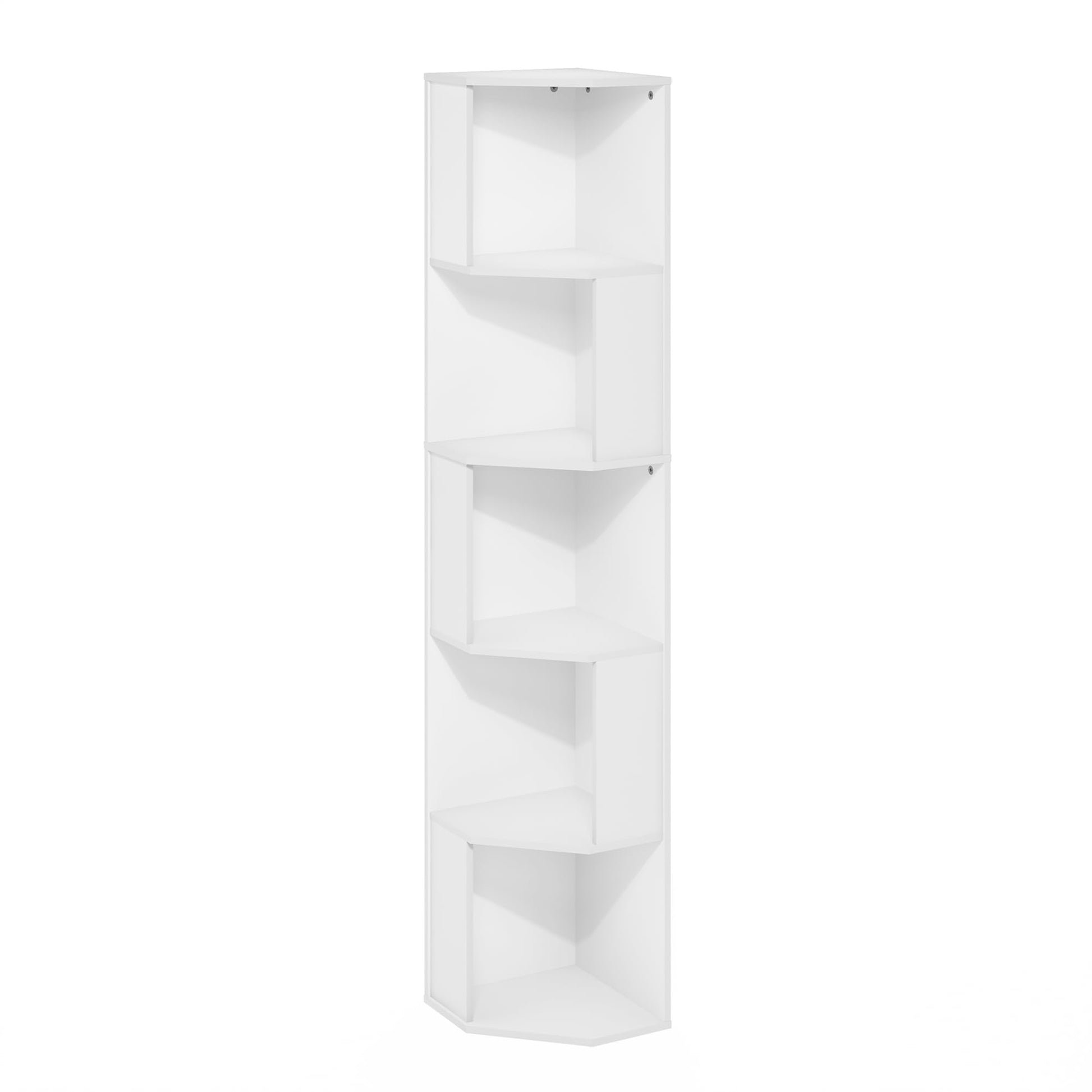 Furinno ECON Corner Shelf, 5-Tier Corner Book Shelf, Standing Storage Shelves, Cube Display Rack