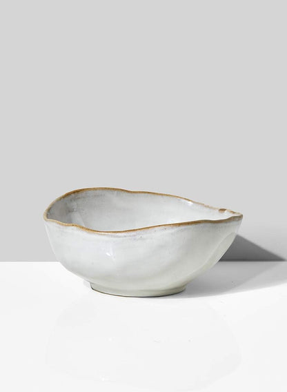 Serene Spaces Living Large Free-Form Edge Glazed Ceramic Bowl, Set of 4, Centerpiece for Vintage Weddings, Events, Measures 6" Long, 5.5" Wide, 2.75" Tall