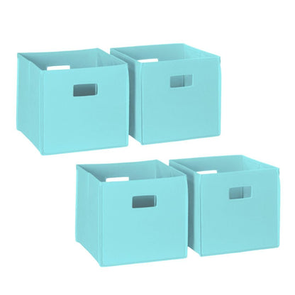 RiverRidge Folding Storage Bins - 4-pack of 10in Tall Aqua Cubes