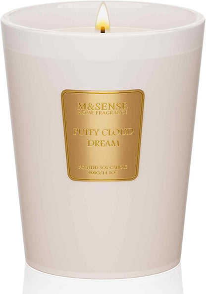 M&SENSE Puffy Cloud Dream Scented Candle Home Decor, Natural Soy Wax,4.1oz 60 Hours Long Lasting Slow Burning, Aromatherapy Candle for Stress Relief