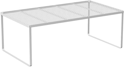 Kitchen Cabinet Storage Shelf Stackable Wire Spice Rack Organizer Heavy Duty Space Saver for Bathroom Bedroom Closet Laundry Room Office Countertop - White, Pack 1
