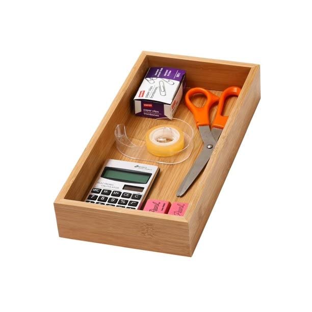 YBM Home Bamboo Drawer Organizer Storage Box for Kitchen Drawer, Junk Drawer, Office, Bedroom