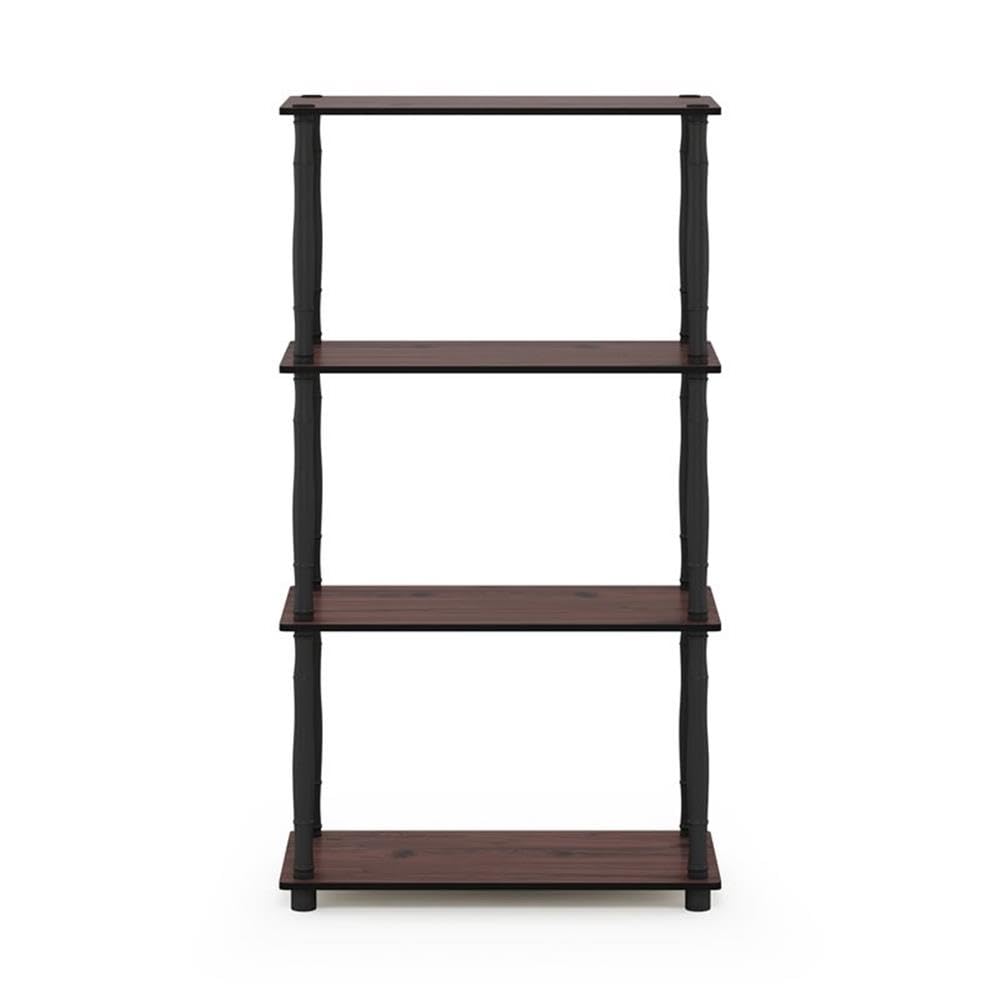 Furinno Turn-N-Tube 4-Tier Multipurpose Shelf Display Rack, Classic Tubes, Dark Cherry/Black