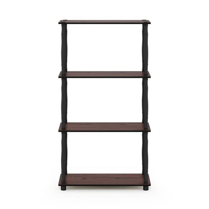 Furinno Turn-N-Tube 4-Tier Multipurpose Shelf Display Rack, Classic Tubes, Dark Cherry/Black