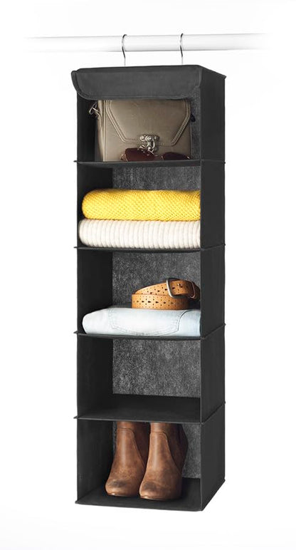 Whitmor 5 Tier Shelf Hanging Closet Organizer, Hanging Shelves with 2 Sturdy Metal