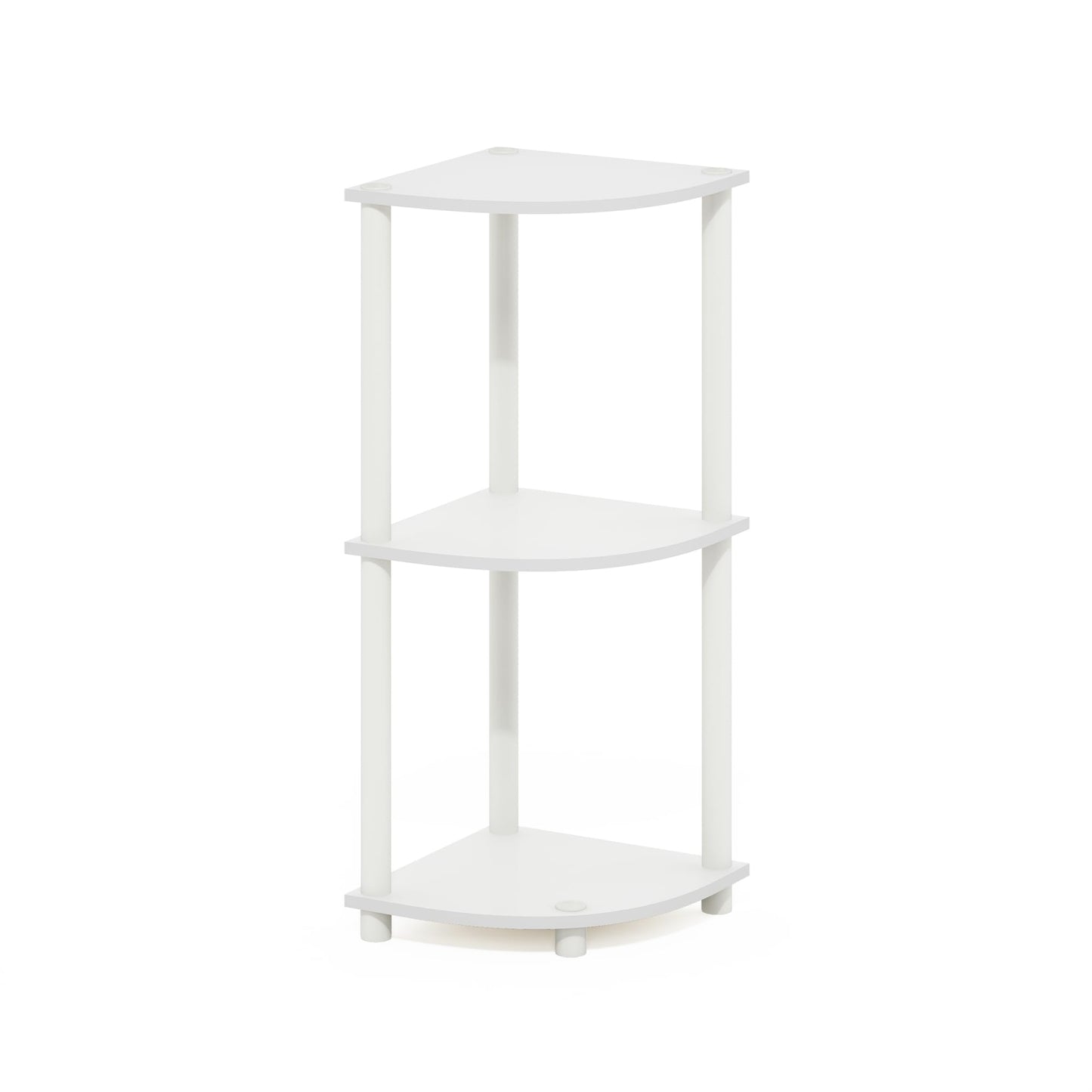 Furinno Turn-N-Tube Corner Shelf, 3-Tier Corner Bookshelf, Display Storage Shelves with Open