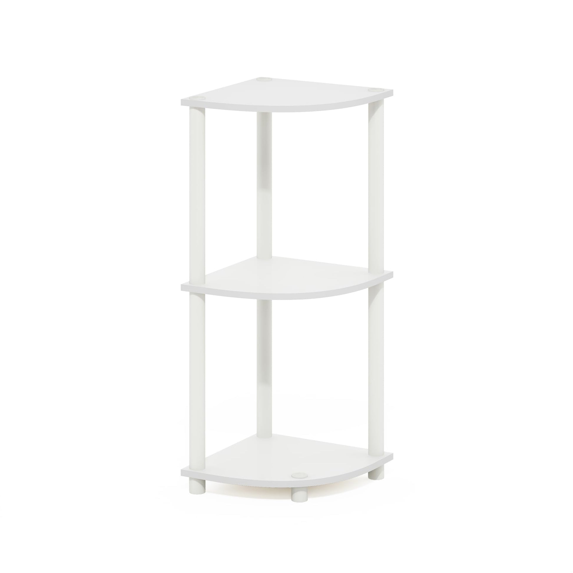 Furinno Turn-N-Tube Corner Shelf, 3-Tier Corner Bookshelf, Display Storage Shelves with Open