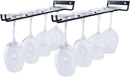 2 Packs 12 Inch Wine Glass Rack Wall Mounted Wine Glass Holder Under Cabinet, Hanging Stemware Racks, Wall Wine Cup Holder Hangers Under Shelf, Wire Wine Glass Racks for Bar, Kitchen