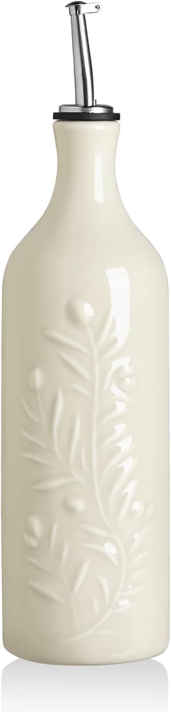 Sweejar Large Olive Oil Dispenser Bottle with Spout, 24 Oz Ceramic Oil Dispenser for Kitchen