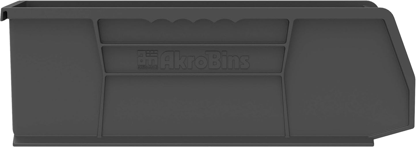 Akro-Mils 30234 AkroBins Plastic Storage Bins, 15"x5"x5", Black, 12-Pack