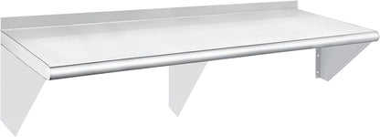 HARDURA Stainless Steel Shelf 18" x 72", 480lb Commercial Shelves Wall Mount Metal Shelving with Backsplash and Brackets for Kitchen, Restaurant, Laundry Room and Home