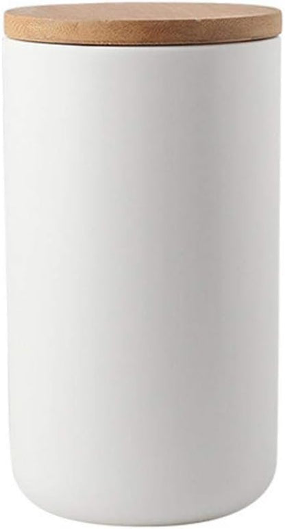 MilkyWay Food Storage Jar Strong Ceramic Storage Canisters with Airtight Seal Bamboo Lid Modern Design Seal Damp-Proof Kitchen Jar for Coffee, Tea, Spice and More (White(L: 34oz/1000ml))
