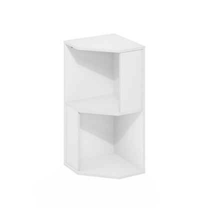 Furinno ECON Corner Shelf, 2-Tier Corner Book Shelf, Standing Storage Shelves, Cube Display Rack