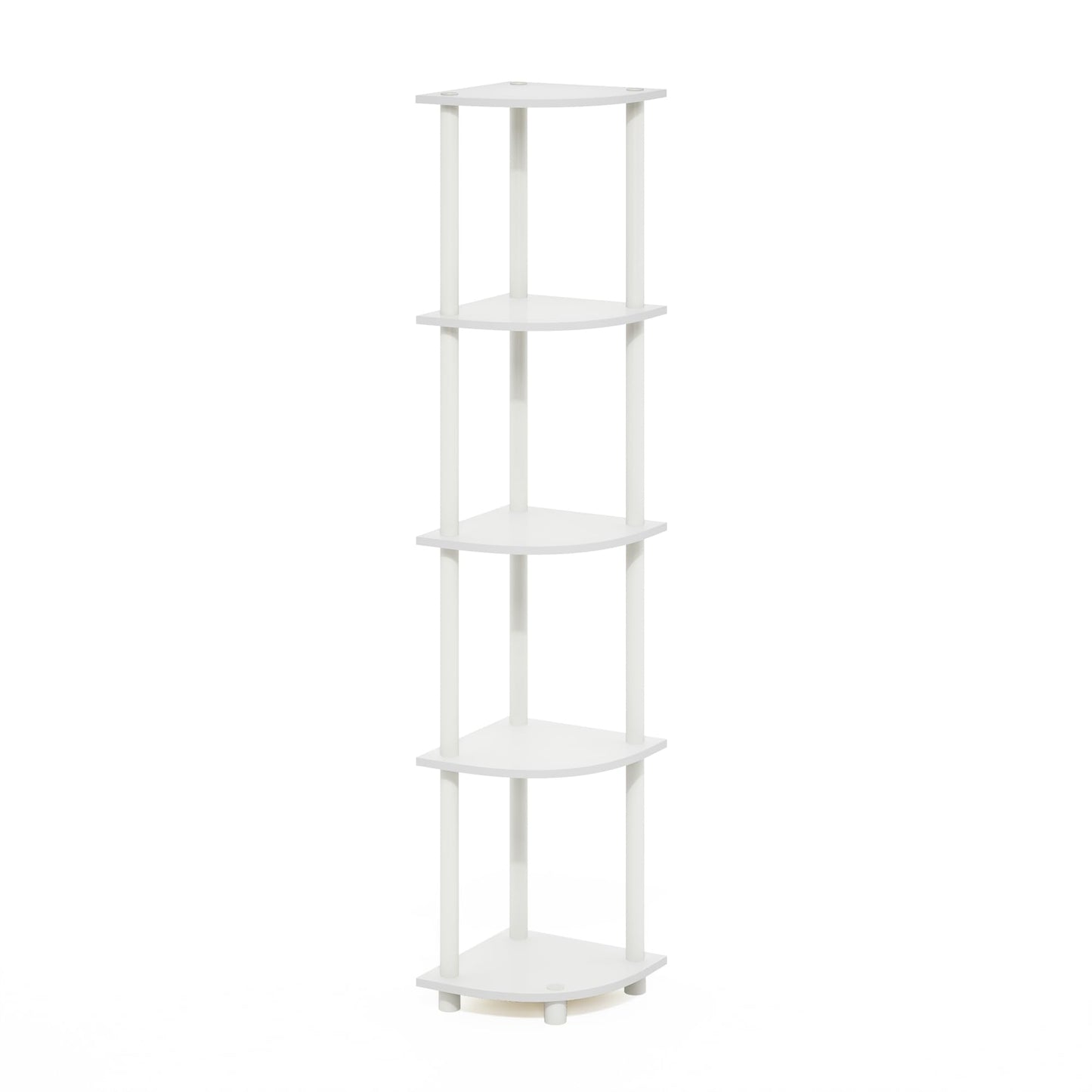 Furinno Turn-N-Tube Corner Shelf, 5-Tier Corner Bookshelf, Open Storage Shelves, for Organization