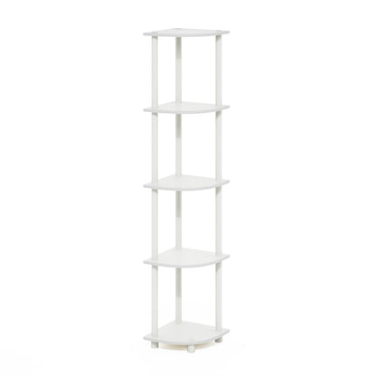 Furinno Turn-N-Tube Corner Shelf, 5-Tier Corner Bookshelf, Open Storage Shelves, for Organization