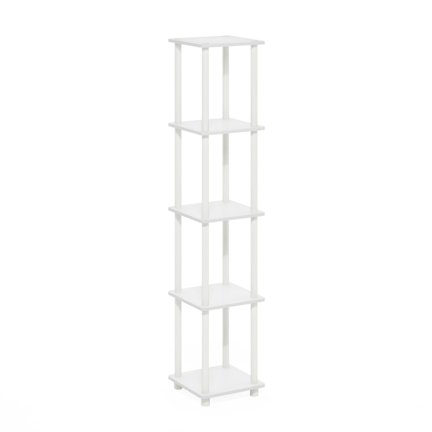 Furinno Turn-N-Tube Storage Shelves, 5-Tier Square Book Shelf, Corner Shelf, Toolless Open Shelves
