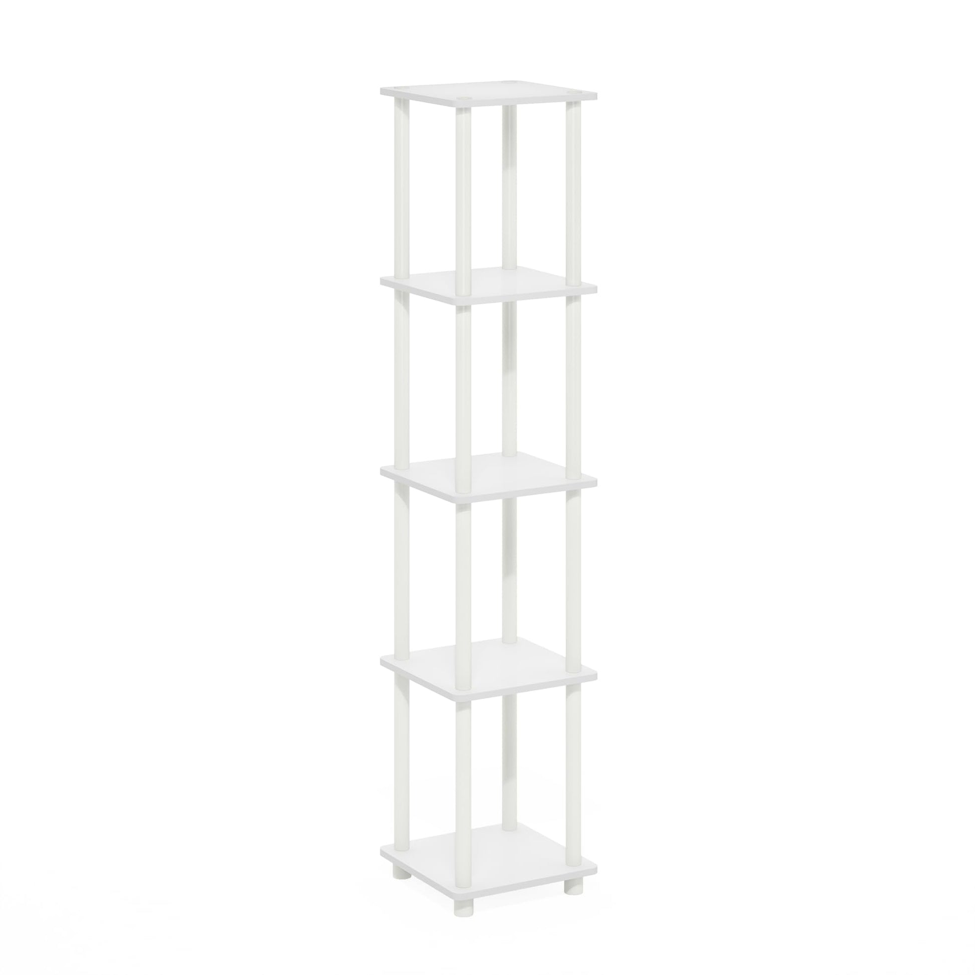 Furinno Turn-N-Tube Storage Shelves, 5-Tier Square Book Shelf, Corner Shelf, Toolless Open Shelves