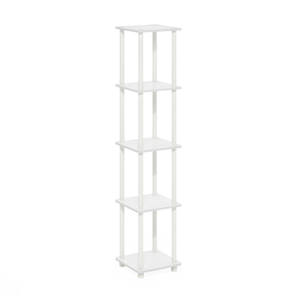 Furinno Turn-N-Tube Storage Shelves, 5-Tier Square Book Shelf, Corner Shelf, Toolless Open Shelves