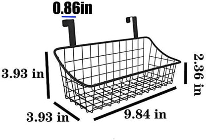 LeleCAT Over Cabinet Door Basket with hook Grid Storage Basket, Kitchen Storage Organizer,Over Cabinet Door Organizer,Hanging it behind a door or on a railing, Small, BLack,2 Pack