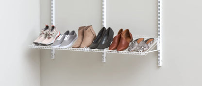 Rubbermaid Customizable Wall Mount Shoe Shelf, White, for Home/House/Closet/Laundry/Linen