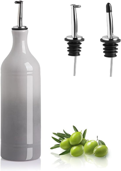 Sweejar Large Ceramic Olive Oil Dispenser Bottle, Opaque Oil Cruet Protects Oil to Reduce Oxidation, Storage Oil, Vinegar, Soy Sauce & Other Liquids, Pack of 1, 24 Fl Oz (Gradient Fog Gray)