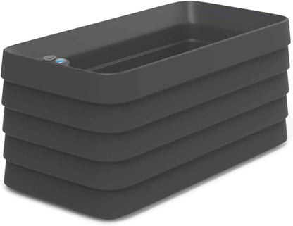 Crescent Garden Slat Medium Rectangular Planter Box for All-Weather - Self-Watering Outdoor Deck Box Planter for Flowers and Herbs (Caviar Black, 36'' x 17'' x 17''H)