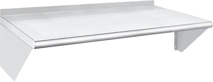 HARDURA Stainless Steel Shelf 18" x 48", 385lb Commercial Shelves Wall Mount Metal Shelving with Backsplash and Brackets for Kitchen, Restaurant, Laundry Room and Home