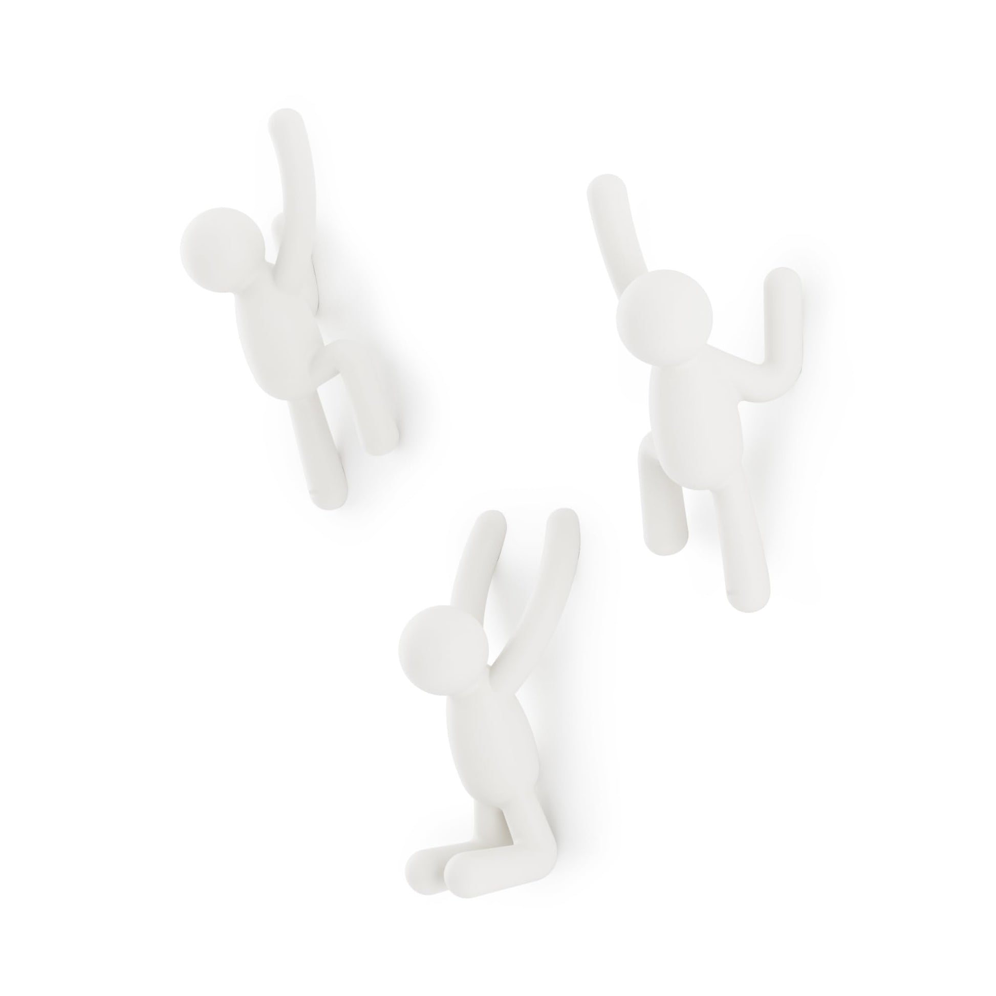 Umbra Buddy Wall Hooks, Decorative Wall Mount Coat Hooks, Set of 3, White