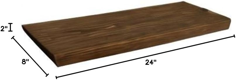 joelsantiques 24 Inch Wooden Floating Shelves for Wall - 24x8x2 in - Made of Natural Wood - Heavy Duty Rustic Wall Shelves for Bedroom - Perfect for Living Room, Kitchen - Medium Brown