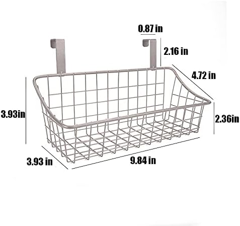LeleCAT Basket with hook Grid Storage Basket,Hang it behind a door or on a railing,Over the Cabinet Door,Champagne Gray,2 Pack