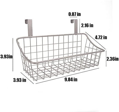 LeleCAT Basket with hook Grid Storage Basket,Hang it behind a door or on a railing,Over the Cabinet Door,Champagne Gray,2 Pack
